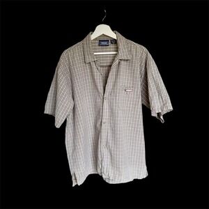 Vintage Gotcha Surf Shirt Men's Size XL Plaid Button Up Short Sleeve Loop Collar